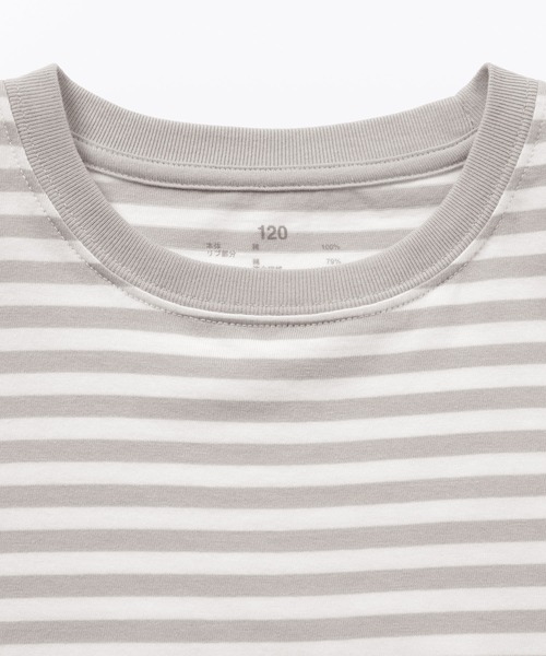 無印良品（ムジルシリョウヒン）の「キッズ　綿天竺編みクルーネック長袖Ｔシャツ　ボーダー（Tシャツ/カットソー・キッズ・ピンク系/グレー系/ブルー系/カーキ系/ブラック系・110/130/120/150/140）」の12枚目の写真