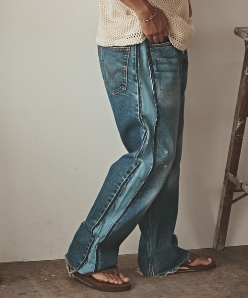 ALL RUNS(オールランズ)の「SIDE LINE DENIM PANTS デニムパンツ(デニムパンツ・メンズ・ブルー系3/ブルー系5/ブルー系1/ブルー系4/ブルー系2・FREE)」の3枚目の写真