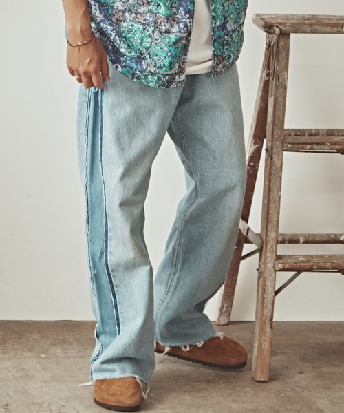 ALL RUNS(オールランズ)の「SIDE LINE DENIM PANTS デニムパンツ(デニムパンツ・メンズ・ブルー系3/ブルー系5/ブルー系1/ブルー系4/ブルー系2・FREE)」の4枚目の写真