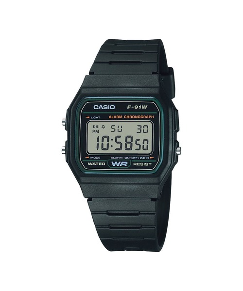 CASIO(カシオ)の「CASIO Collection / F-91W-3JH(デジタル腕時計・メンズ・ブラック×グリーン・FREE)」の1枚目の写真
