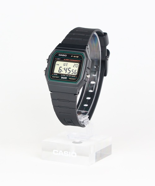 CASIO(カシオ)の「CASIO Collection / F-91W-3JH(デジタル腕時計・メンズ・ブラック×グリーン・FREE)」の2枚目の写真