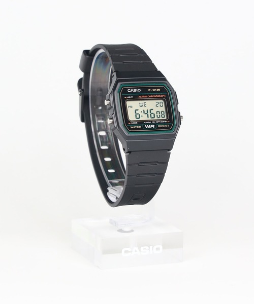 CASIO(カシオ)の「CASIO Collection / F-91W-3JH(デジタル腕時計・メンズ・ブラック×グリーン・FREE)」の3枚目の写真