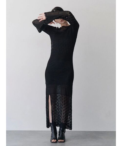 MURUA(ムルーア)の「【追加生産分】クロシェニットワンピース(ワンピース・レディース・ブラック/カーキ/ホワイト・FREE)」の8枚目の写真