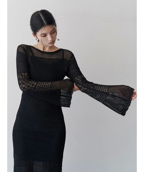 MURUA(ムルーア)の「【追加生産分】クロシェニットワンピース(ワンピース・レディース・ブラック/カーキ/ホワイト・FREE)」の10枚目の写真