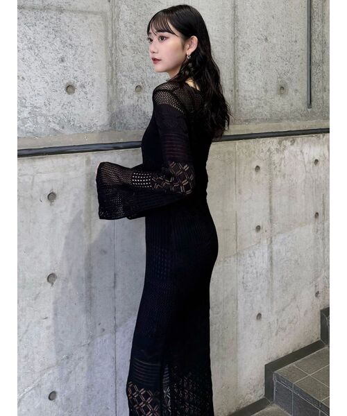 MURUA(ムルーア)の「【追加生産分】クロシェニットワンピース(ワンピース・レディース・ブラック/カーキ/ホワイト・FREE)」の15枚目の写真