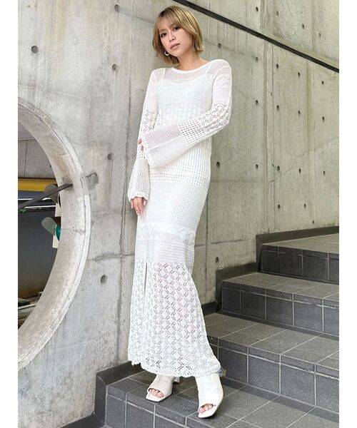 MURUA(ムルーア)の「【追加生産分】クロシェニットワンピース(ワンピース・レディース・ブラック/カーキ/ホワイト・FREE)」の20枚目の写真