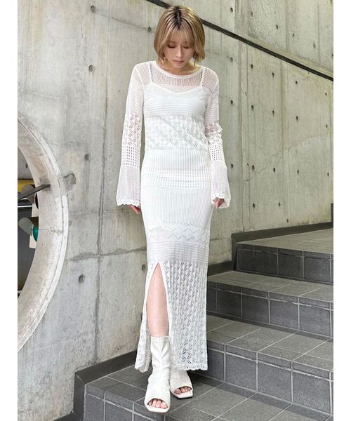 MURUA(ムルーア)の「【追加生産分】クロシェニットワンピース(ワンピース・レディース・ブラック/カーキ/ホワイト・FREE)」の21枚目の写真