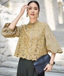 シアージオメトリックジャカードクロップド丈 ブラウス（シャツ