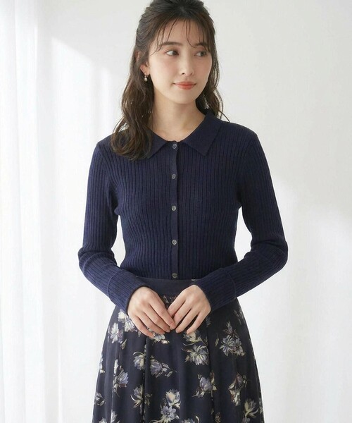 ANY SIS(エニィスィス)の「CICA加工 襟デザイン ニット(ニット/セーター・レディース・ダークブラウン系/ネイビー系/ワイン系/アイボリー系・X-SMALL)」の1枚目の写真