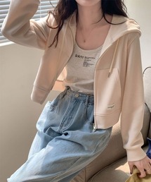 【Mayree】クロップドジップパーカー ショート丈 長袖