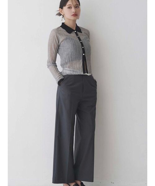 MERCURYDUO（マーキュリーデュオ）の「メタルボタンシアーリブポロニット（ニット/セーター・レディース・その他1/グレー/ブラック・FREE）」の7枚目の写真