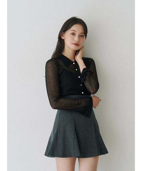 MERCURYDUO（マーキュリーデュオ）の「メタルボタンシアーリブポロニット（ニット/セーター・レディース・その他1/グレー/ブラック・FREE）」の15枚目の写真