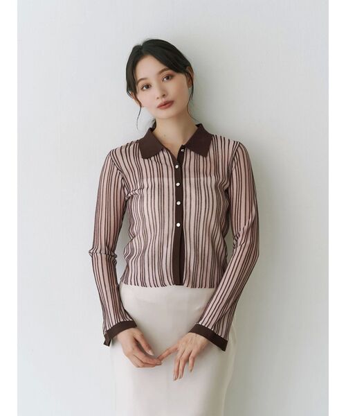 MERCURYDUO（マーキュリーデュオ）の「メタルボタンシアーリブポロニット（ニット/セーター・レディース・その他1/グレー/ブラック・FREE）」の20枚目の写真