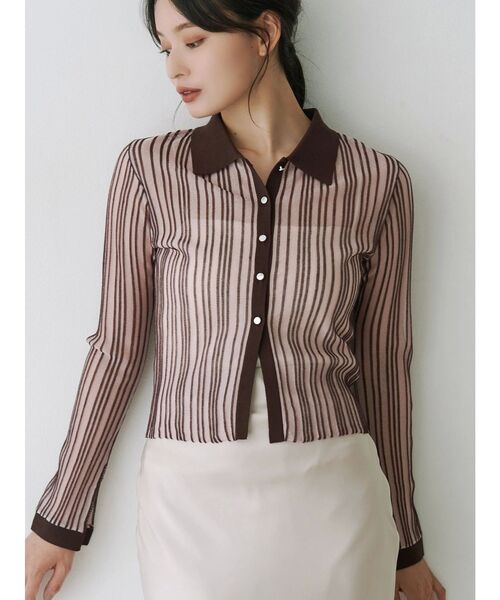 MERCURYDUO（マーキュリーデュオ）の「メタルボタンシアーリブポロニット（ニット/セーター・レディース・その他1/グレー/ブラック・FREE）」の21枚目の写真