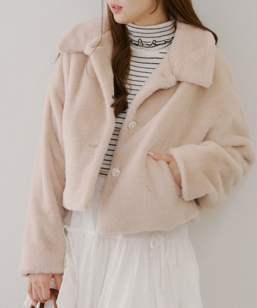 キラキラ釦ファーブルゾン（ブルゾン）｜continuer de NICE CLAUP