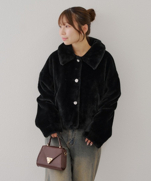 キラキラ釦ファーブルゾン（ブルゾン）｜continuer de NICE CLAUP