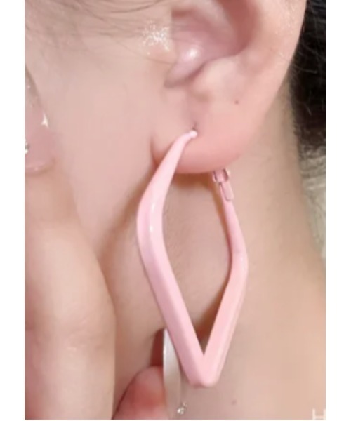 almo(アルモ)の「カラースクエアフープピアス【YC】(ピアス(両耳用)・レディース・アイボリー/ピンク/グリーン/イエロー/ブルー・FREE)」の12枚目の写真