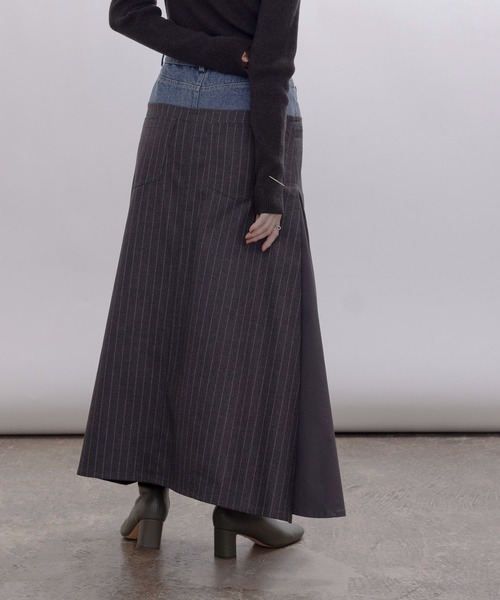 Eimee Law(エイミーロウ)の「リメイクタッチZIP&サイドタックフレアースカート(スカート・レディース・ストライプ/チェック・MEDIUM)」の8枚目の写真