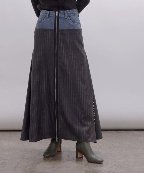 Eimee Law(エイミーロウ)の「リメイクタッチZIP&サイドタックフレアースカート(スカート・レディース・ストライプ/チェック・MEDIUM)」の11枚目の写真