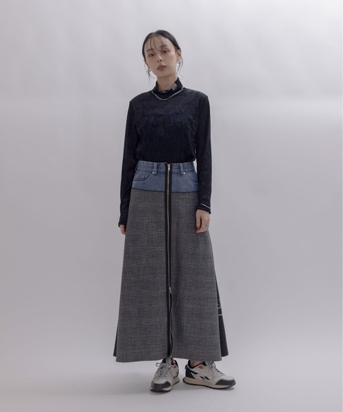 Eimee Law(エイミーロウ)の「リメイクタッチZIP&サイドタックフレアースカート(スカート・レディース・ストライプ/チェック・MEDIUM)」の16枚目の写真