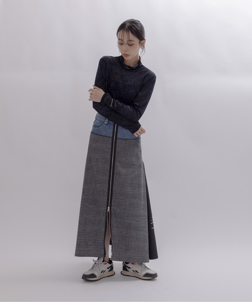Eimee Law(エイミーロウ)の「リメイクタッチZIP&サイドタックフレアースカート(スカート・レディース・ストライプ/チェック・MEDIUM)」の17枚目の写真