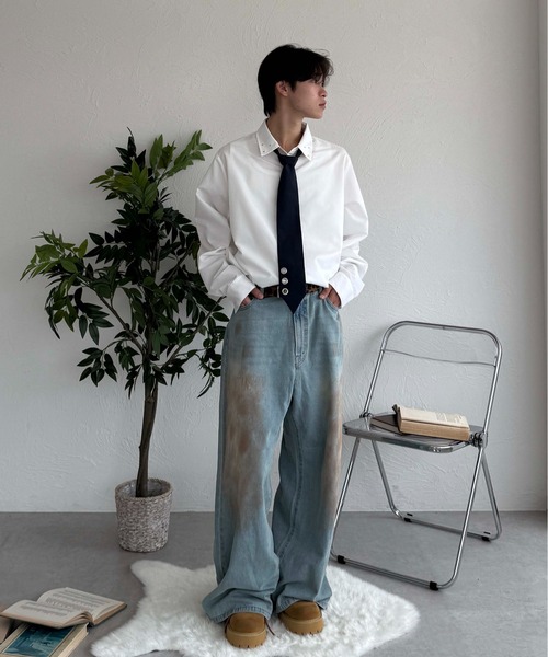 sedacle(セダクル)の「ネクタイ付きスタッズシャツ(シャツ/ブラウス・レディース・オフホワイト/ライトブルー/ネイビー・SMALL/MEDIUM/LARGE)」の19枚目の写真
