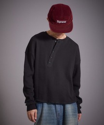 Perushu | デザインボタンヘンリーネックワッフルロンT(Tシャツ/カットソー)