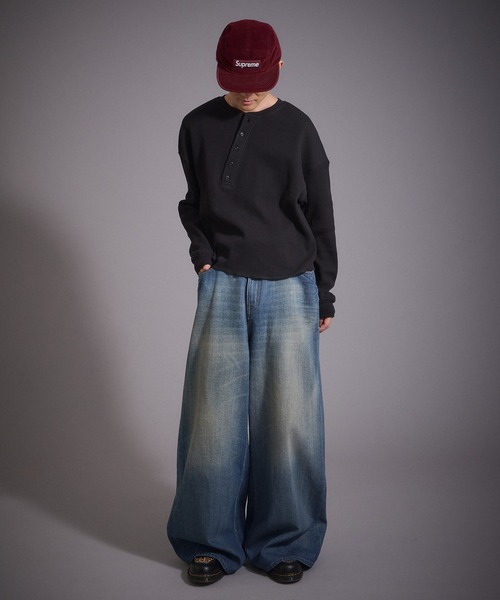 Perushu（ペルーシュ）の「デザインボタンヘンリーネックワッフルロンT（Tシャツ/カットソー・メンズ・ブラック/ネイビー/ブラウン/杢グレー・MEDIUM/LARGE）」の11枚目の写真