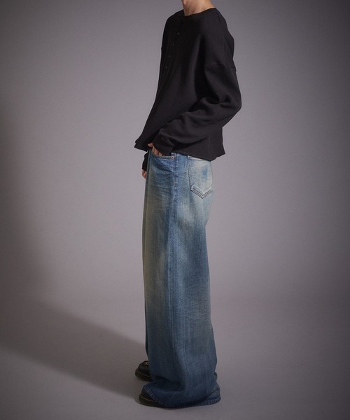 Perushu（ペルーシュ）の「デザインボタンヘンリーネックワッフルロンT（Tシャツ/カットソー・メンズ・ブラック/ネイビー/ブラウン/杢グレー・MEDIUM/LARGE）」の9枚目の写真