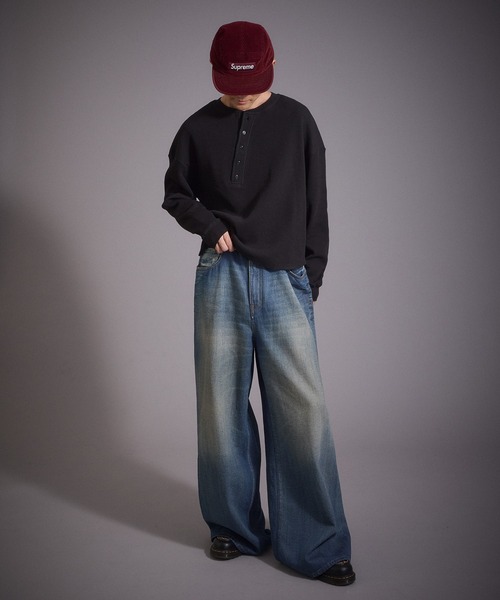 Perushu（ペルーシュ）の「デザインボタンヘンリーネックワッフルロンT（Tシャツ/カットソー・メンズ・ブラック/ネイビー/ブラウン/杢グレー・MEDIUM/LARGE）」の12枚目の写真