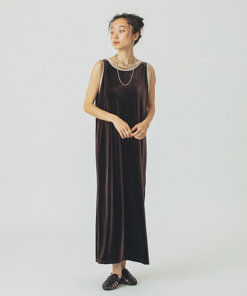 ROSE BUD(ローズバッド)の「VELOUR TANK DRESS(ワンピース・レディース・ネイビー/ブラウン・ONE SIZE)」の3枚目の写真
