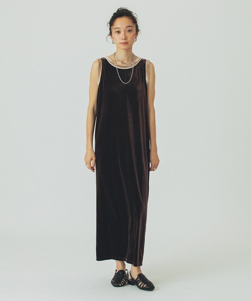 ROSE BUD(ローズバッド)の「VELOUR TANK DRESS(ワンピース・レディース・ネイビー/ブラウン・ONE SIZE)」の8枚目の写真