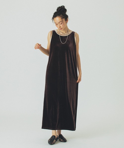 ROSE BUD(ローズバッド)の「VELOUR TANK DRESS(ワンピース・レディース・ネイビー/ブラウン・ONE SIZE)」の9枚目の写真