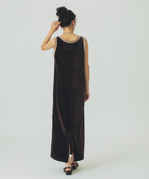 ROSE BUD(ローズバッド)の「VELOUR TANK DRESS(ワンピース・レディース・ネイビー/ブラウン・ONE SIZE)」の13枚目の写真