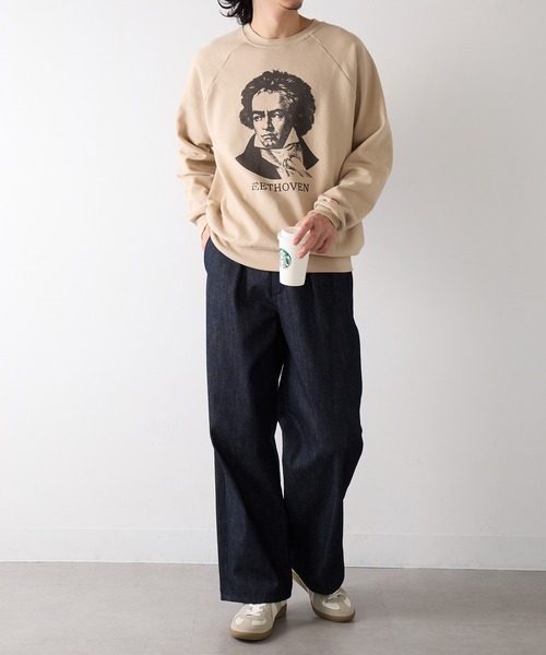 Healthknit(ヘルスニット)の「【Healthknit】Classic Sweat Crew L/S(Beethoven Print)(スウェット・メンズ・アッシュ/サンドベージュ・M/L/XL)」の15枚目の写真