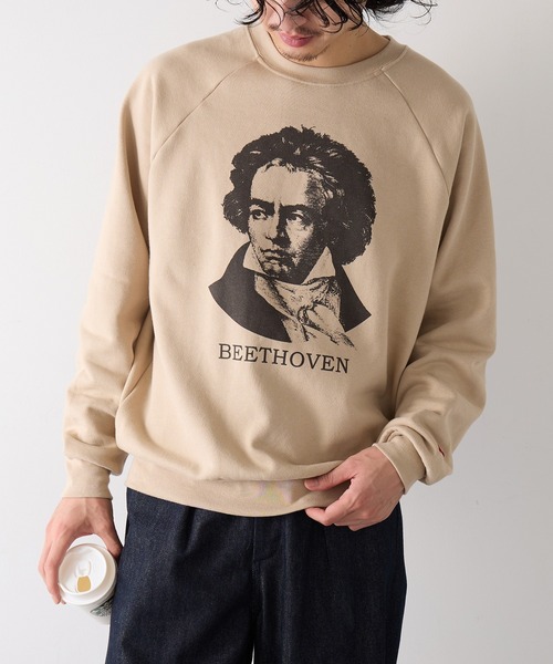 Healthknit(ヘルスニット)の「【Healthknit】Classic Sweat Crew L/S(Beethoven Print)(スウェット・メンズ・アッシュ/サンドベージュ・M/L/XL)」の8枚目の写真