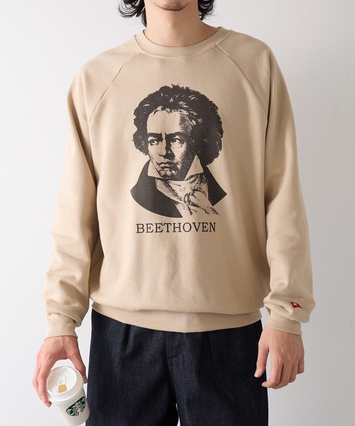 Healthknit(ヘルスニット)の「【Healthknit】Classic Sweat Crew L/S(Beethoven Print)(スウェット・メンズ・アッシュ/サンドベージュ・M/L/XL)」の9枚目の写真