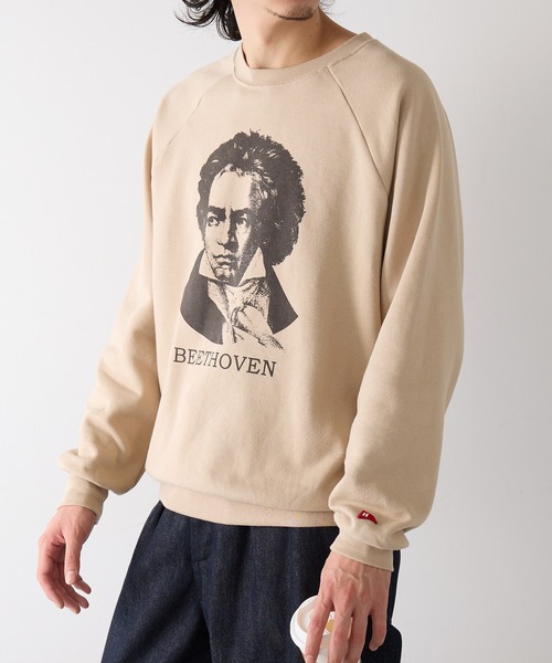 Healthknit(ヘルスニット)の「【Healthknit】Classic Sweat Crew L/S(Beethoven Print)(スウェット・メンズ・アッシュ/サンドベージュ・M/L/XL)」の10枚目の写真