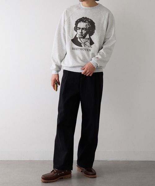 Healthknit(ヘルスニット)の「【Healthknit】Classic Sweat Crew L/S(Beethoven Print)(スウェット・メンズ・アッシュ/サンドベージュ・M/L/XL)」の6枚目の写真