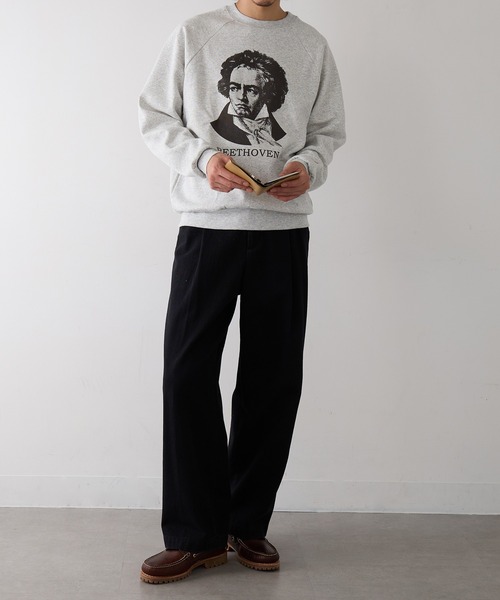 Healthknit(ヘルスニット)の「【Healthknit】Classic Sweat Crew L/S(Beethoven Print)(スウェット・メンズ・アッシュ/サンドベージュ・M/L/XL)」の7枚目の写真
