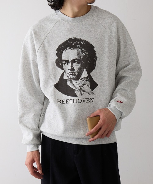 Healthknit(ヘルスニット)の「【Healthknit】Classic Sweat Crew L/S(Beethoven Print)(スウェット・メンズ・アッシュ/サンドベージュ・M/L/XL)」の3枚目の写真