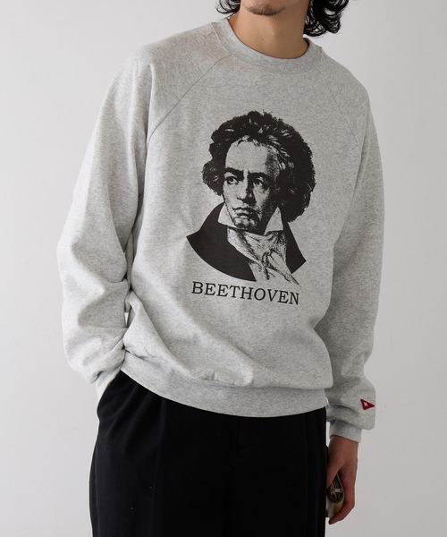 Healthknit(ヘルスニット)の「【Healthknit】Classic Sweat Crew L/S(Beethoven Print)(スウェット・メンズ・アッシュ/サンドベージュ・M/L/XL)」の4枚目の写真