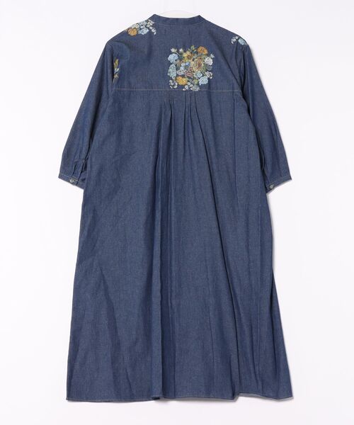 セール】デニム／ツイル ブロッサムクラスタ刺繍ワンピース