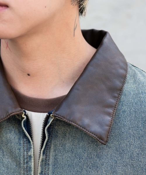 WEGO（ウィゴー）の「WEGO/ワーカーズZIPジャケット（デニムジャケット・メンズ・ベージュ/ブラック系3/スカイブルー/その他1・LARGE/MEDIUM）」の17枚目の写真