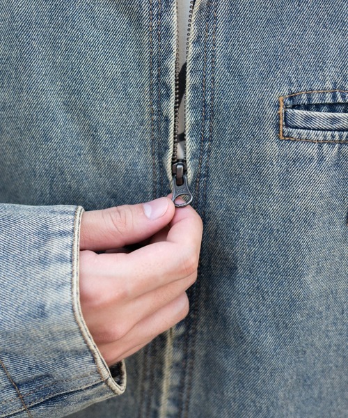 WEGO（ウィゴー）の「WEGO/ワーカーズZIPジャケット（デニムジャケット・メンズ・ベージュ/ブラック系3/スカイブルー/その他1・LARGE/MEDIUM）」の18枚目の写真