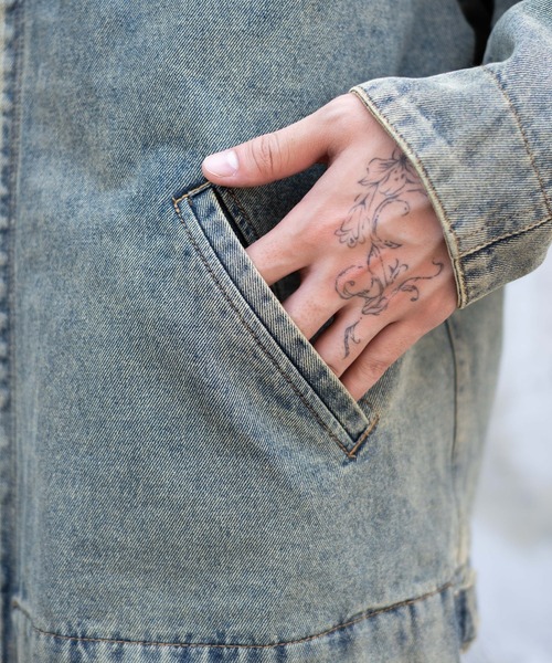 WEGO（ウィゴー）の「WEGO/ワーカーズZIPジャケット（デニムジャケット・メンズ・ベージュ/ブラック系3/スカイブルー/その他1・LARGE/MEDIUM）」の20枚目の写真