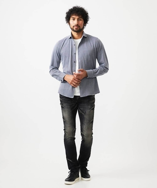 MICHEL KLEIN HOMME (ミッシェルクランオム)の「千鳥柄サッカー長袖シャツ(シャツ/ブラウス・メンズ・ライトブルー/ホワイト/ネイビー・MEDIUM/LARGE/X-LARGE)」の19枚目の写真