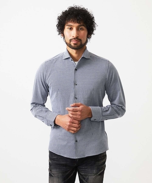 MICHEL KLEIN HOMME (ミッシェルクランオム)の「千鳥柄サッカー長袖シャツ(シャツ/ブラウス・メンズ・ライトブルー/ホワイト/ネイビー・MEDIUM/LARGE/X-LARGE)」の13枚目の写真
