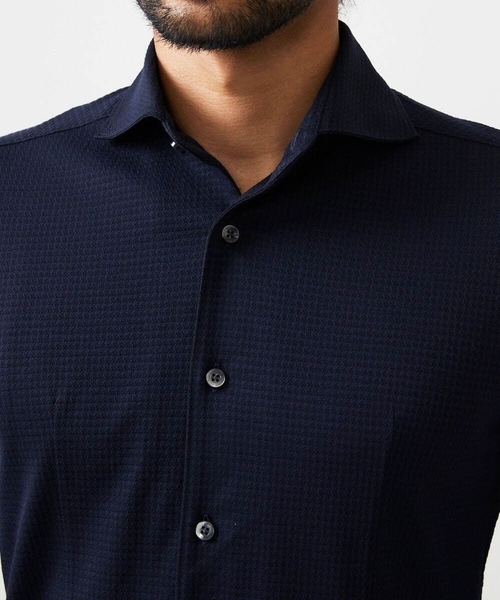 MICHEL KLEIN HOMME (ミッシェルクランオム)の「千鳥柄サッカー長袖シャツ(シャツ/ブラウス・メンズ・ライトブルー/ホワイト/ネイビー・MEDIUM/LARGE/X-LARGE)」の10枚目の写真