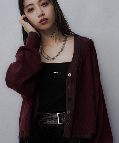 HARE(ハレ)の「2WAYオフショルカーディガン(HARE)(カーディガン/ボレロ・レディース・ボルドー/チャコールグレー・FREE)」の17枚目の写真